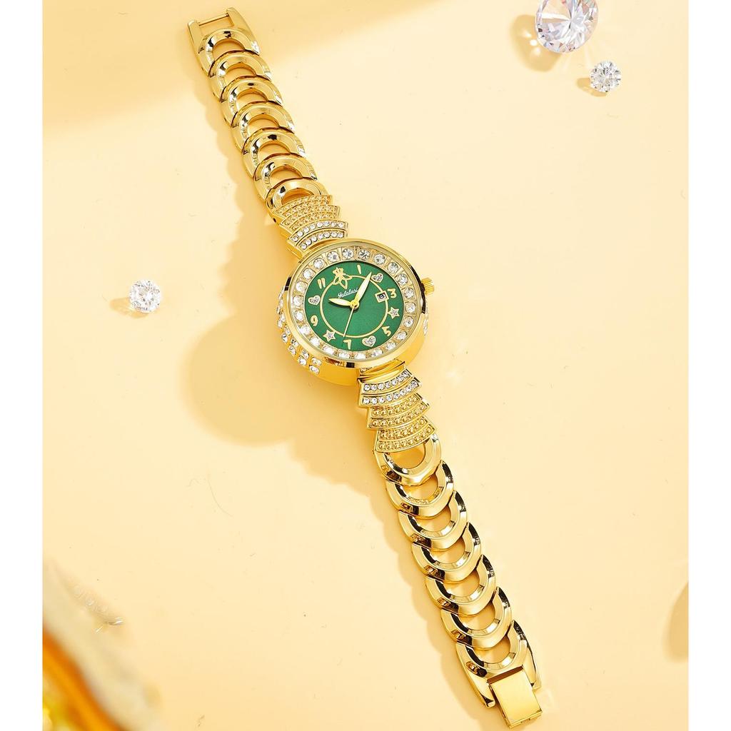 Damenuhr Luxus Strass Goldarmband Uhren Exquisites Kleines Rundes Zifferblatt Damen Armbanduhr Geschenke