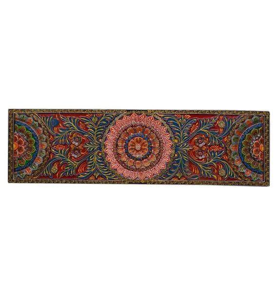 Hand-Painted Wooden Wall Panel: Indian Ethnic Floral Design