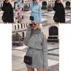 Premium Qualität Herbst Und Winter Mittellang Hoher Kragen Schulterfrei Pulloverkleid Minikleid Für Mühelosen Stil