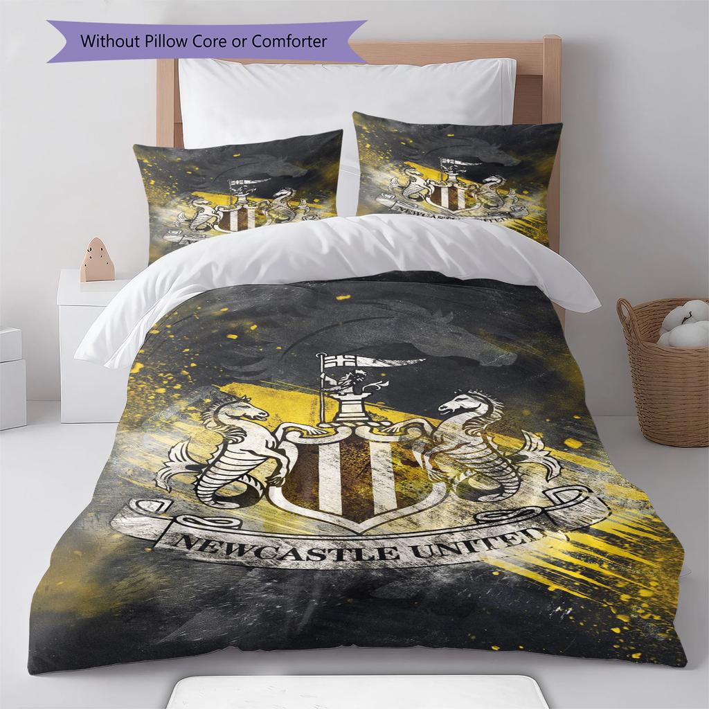 Newcastle United Patronen Beddengoed Set Dekbedovertrek Kussensloop Woondecoratie Cadeau (1 dekbedovertrek + 2 kussenslopen, zonder binnenkussen)
