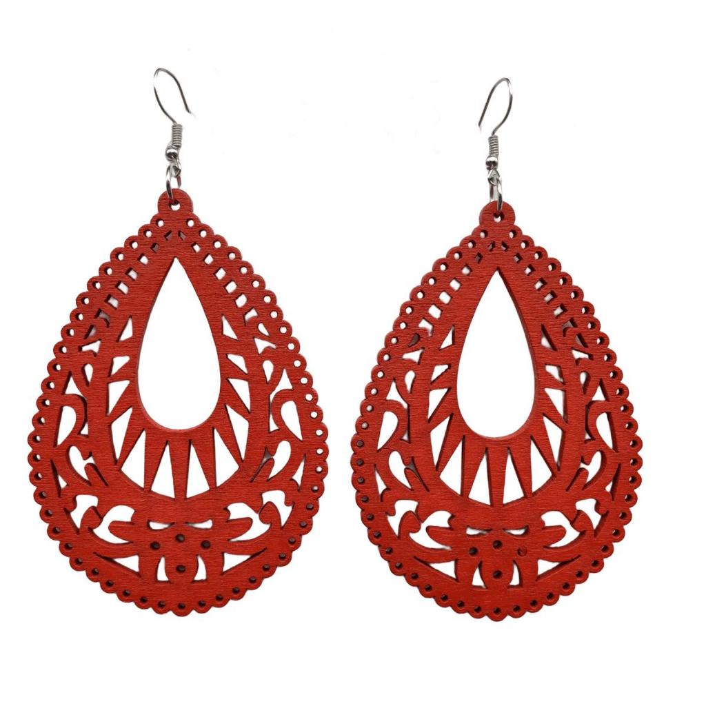 Bohemian Beach Wooden Long Earrings