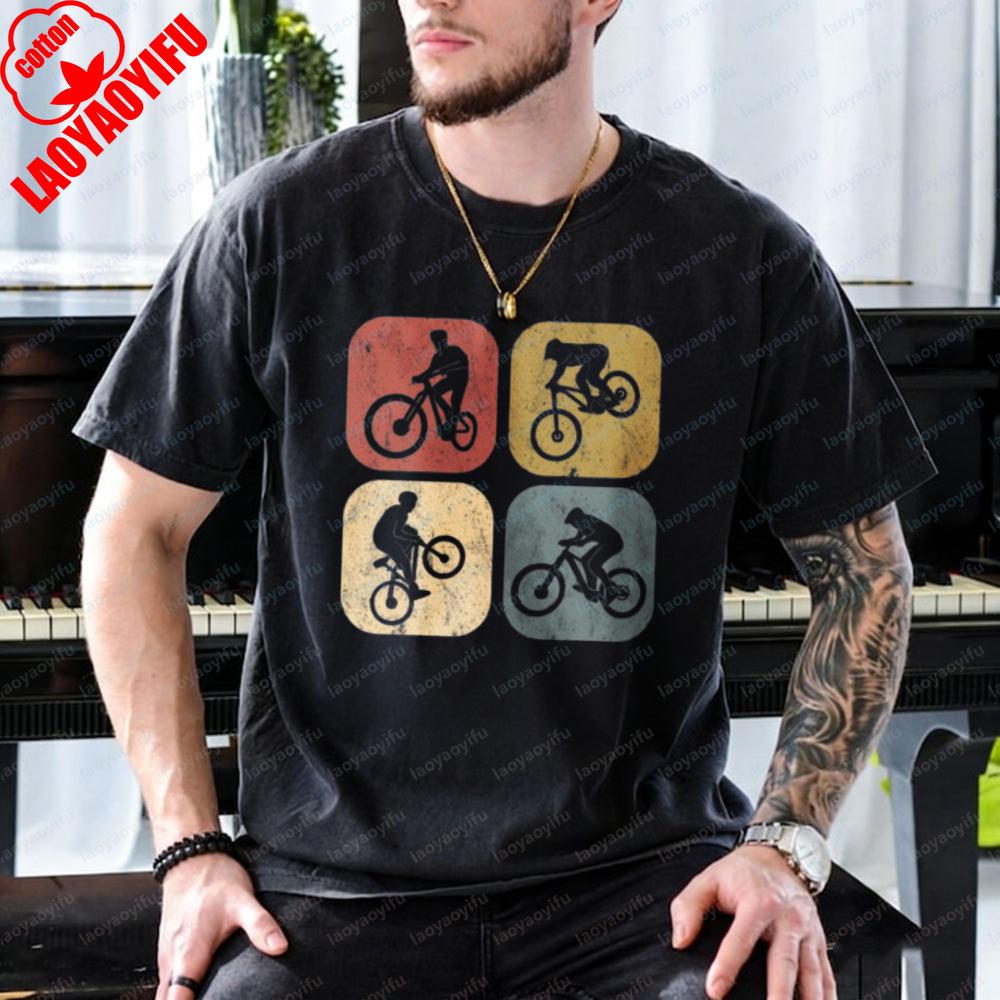 Freestyle Biking Cotton TShirt for Men Retro BMX Graphic Tee Summer Trendy Cycling Style Cycling Clothing Fashion Streetwear S