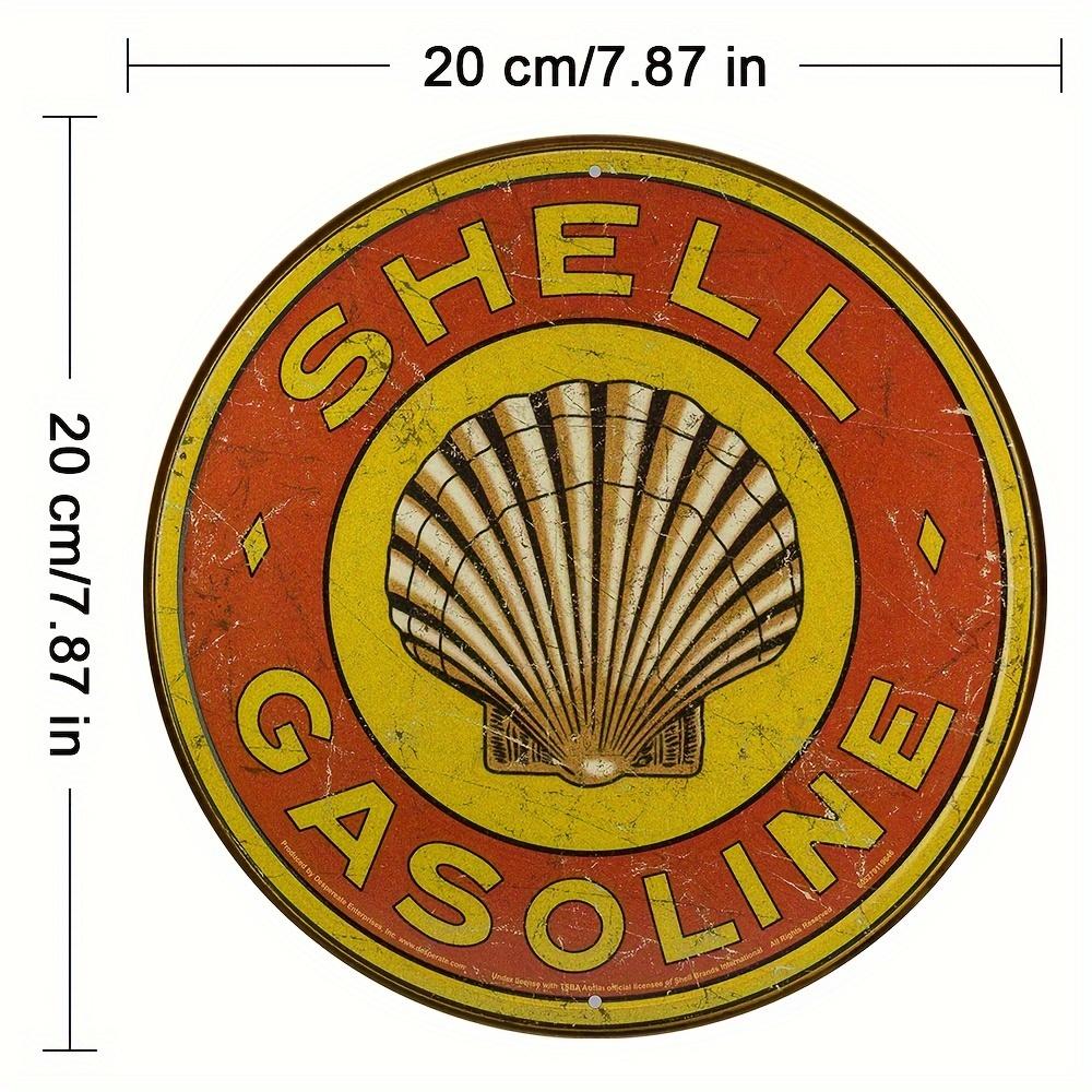 

Металлический винтажный знак Shell Gasoline, настенное искусство из алюминия размером 7,87x7,87 дюйма, круглая табличка в деревенском стиле с УФ-печатью, декор для внутреннего и наружного применения чёрный