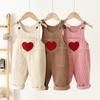 Korean-Style Kids Corduroy Overalls with Heart Embroidery - Unisex Jumpsuit 2026