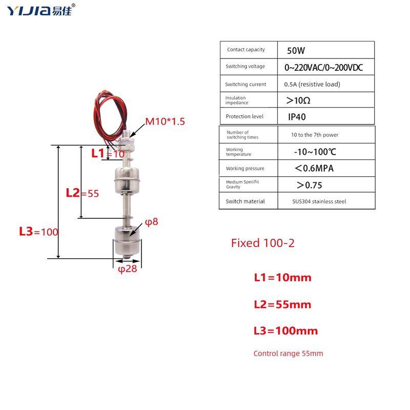 

Yijia Нержавеющая сталь Двойной плавающий шарик Регулируемый выключатель уровня жидкости Для домашнего резервуара для воды Бассейна Высоты Контроллер уровня воды Слив Double ball fixed rod length 100mm
