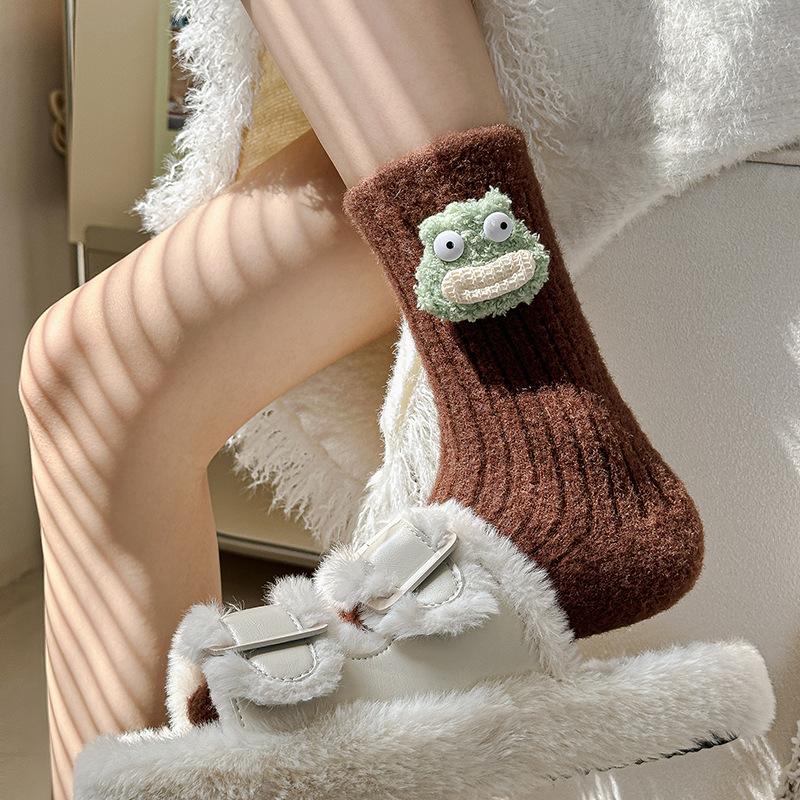 Women's Autumn and Winter Fleece Thickened Warm Fleece Plush Doll Sleep Versatile Pile Socks
