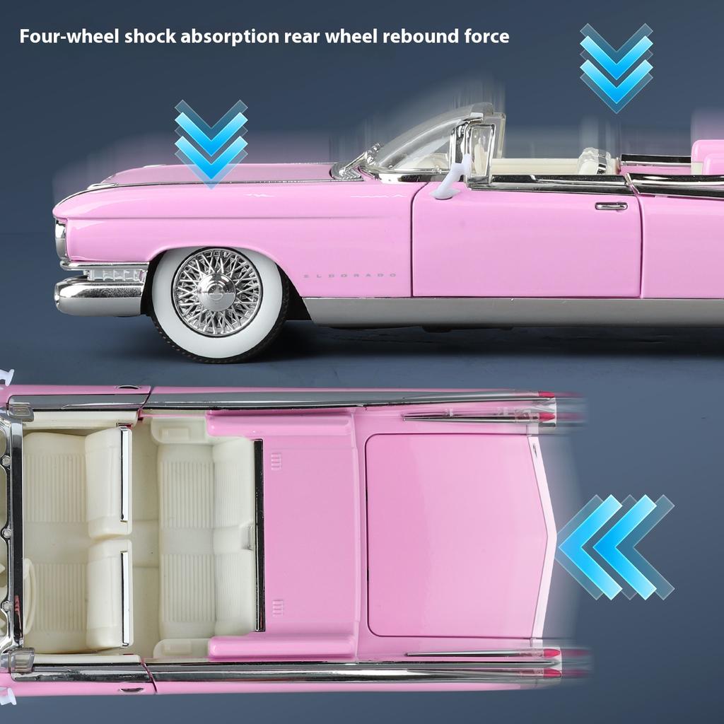 1/24 1959 Cadillac Eldorado Retro Sports Car Model Simulation Sound and Light Tire Suspension Collection Ornaments