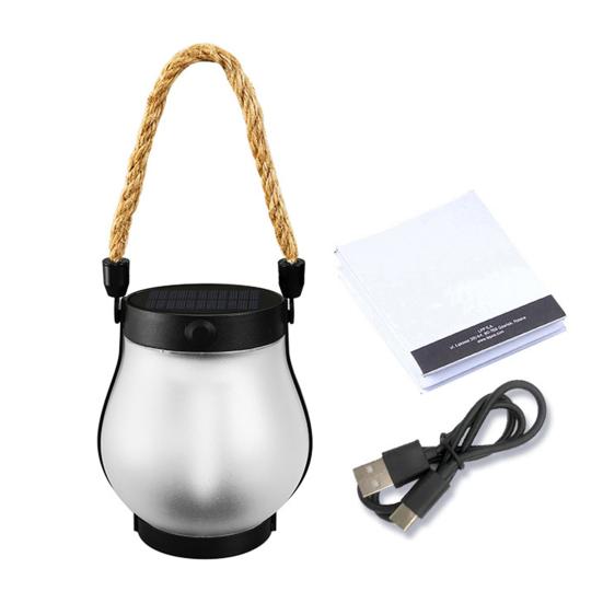 1/2Pcs Solar USB Rechargeable Lantern IP65 Waterproof Flickering Flame Hanging Lantern 2 Modes Outdoor Garden Patio Camping Light