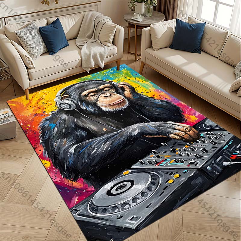 A Gorilla On a Graffiti-Style Album Cover Print Carpet for Living Room Bedroom Sofa Home Decor Non-slip Mat Luxury Gift