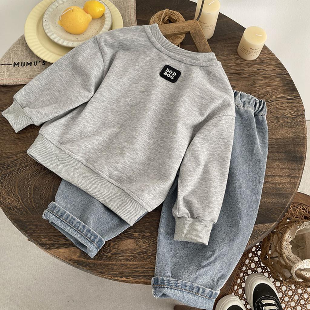 Kids Casual Long-Sleeve Set, Comfortable Daily Wear Outfits