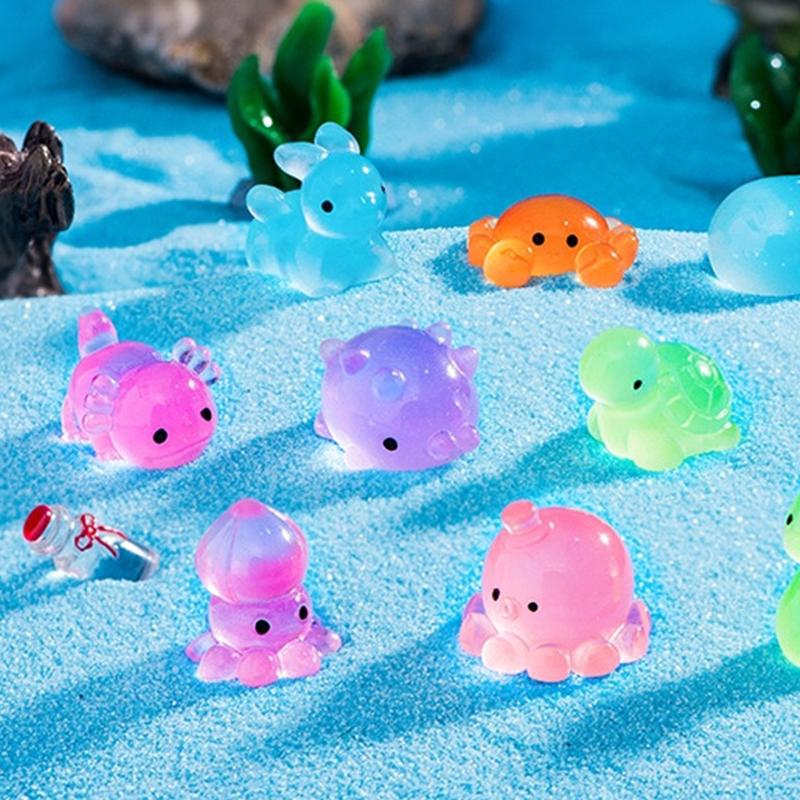 Mini Leuchtende Meerestiere Figur Delphin Krabbe Krake Meeresschildkröte Mikro Landschaft Ornament Aquarium Dekoration