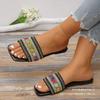 Flat-bottomed Slippers Women's Bohemian Stripes Breathable One Pedal Home Slippers Women's Slippers