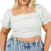 Womens/Ladies Ruched Plus Puff Sleeve Top