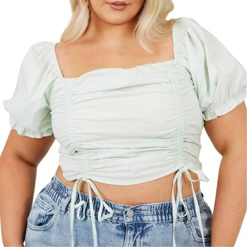 BRAVE SOUL Womens/Ladies Ruched Plus Puff Sleeve Top