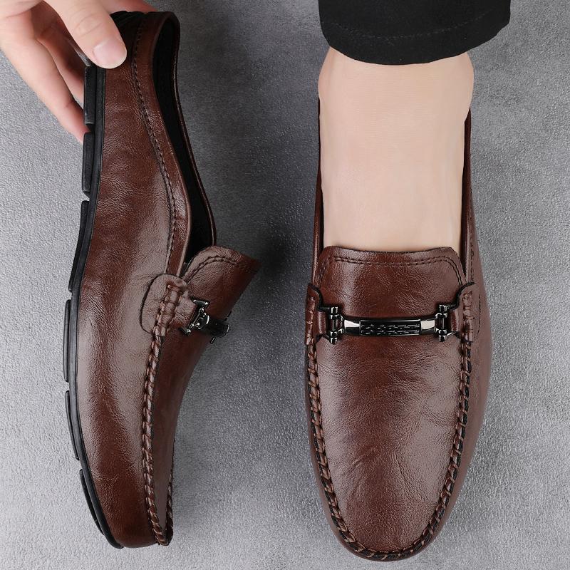 Fashion Leather Slippers Comfort Slides Breathable Mules Men's Outdoor Lightweight Shoes Fashion Slip on Men Loafers Male Casual Shoes