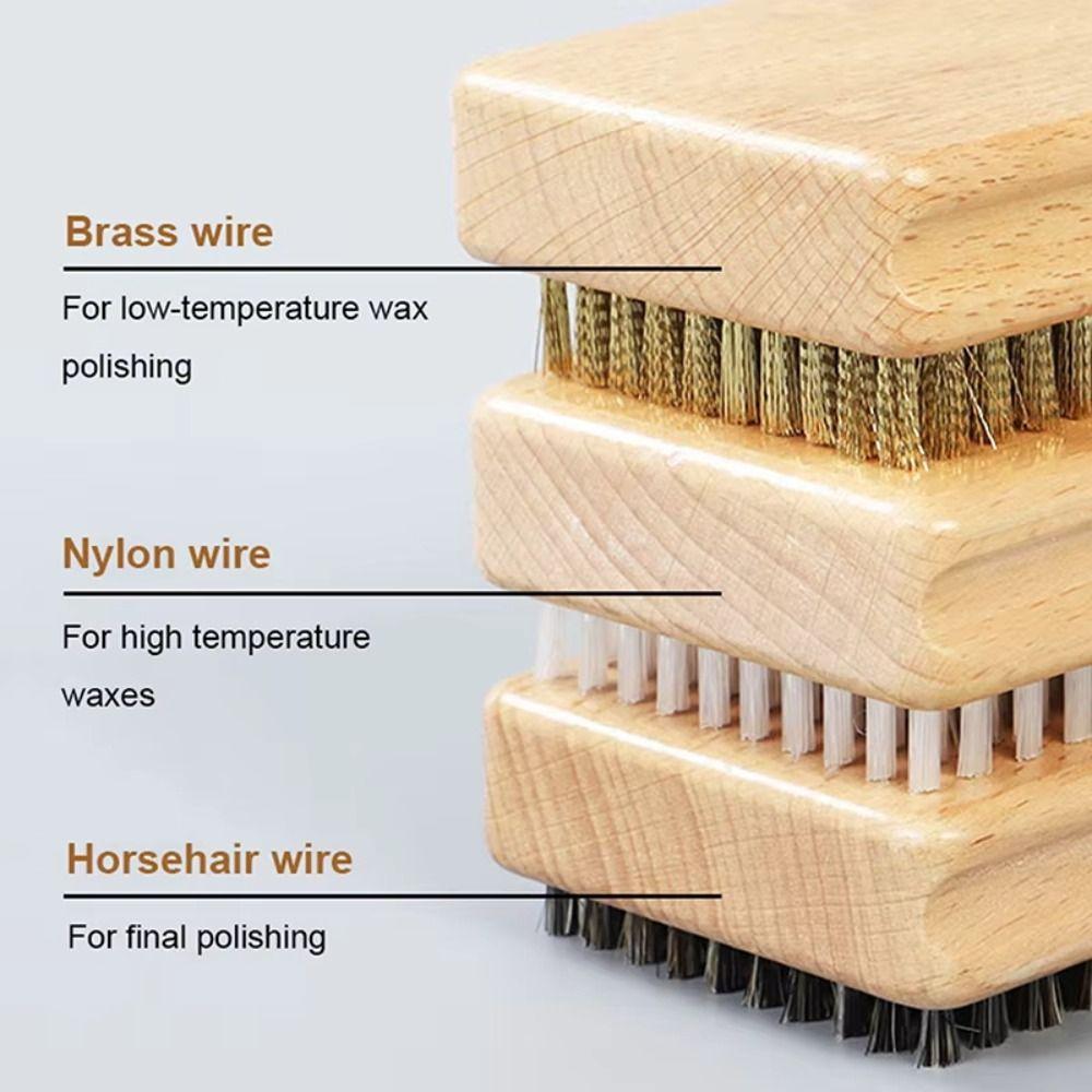 Wooden Handle Ski Waxing Brush Horsehair Brush Snowboard Tool Snowboard Brush  Maintenance Tool