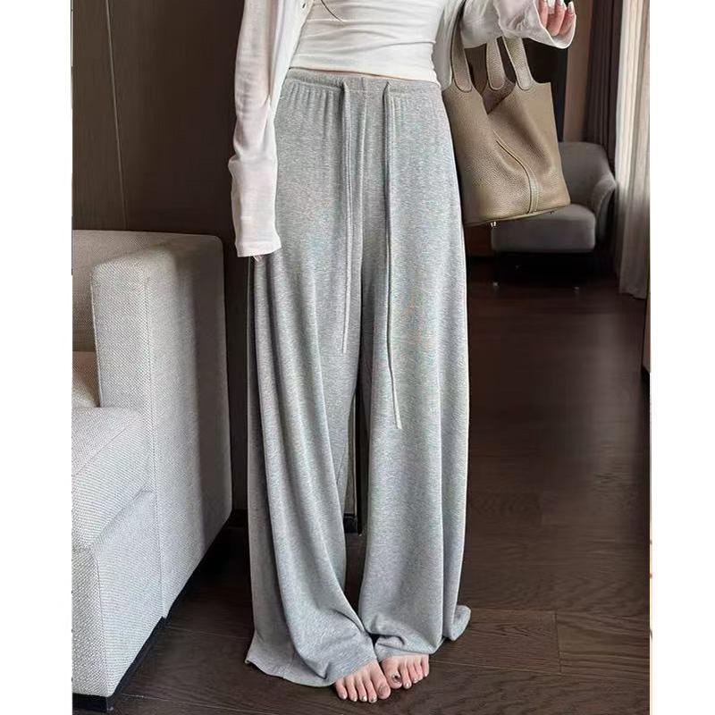 Women s High-Waisted Wide-Leg Grey Summer Trousers XL (118-130 jin)