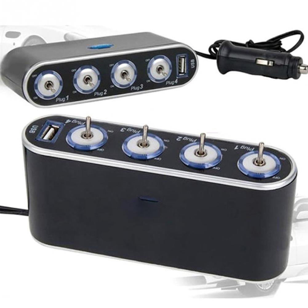 4-Way 12V Automotive Socket Splitter and Extender, Car Power Splitter
