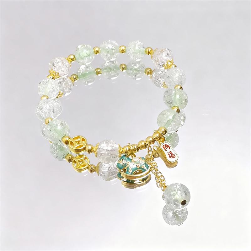 Sweet Colorful Crystal Beaded Bracelets for Women Cute Horse Pendant Elastic Rope Tassel Bracelets Friendship Jewelry Gifts