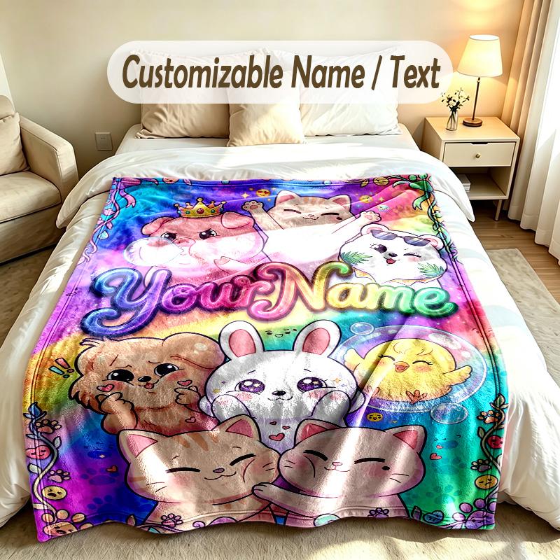 Family Friends Theme Custom Blanket Personalized Name & Text Customized Soft Warm Throw Blanket Home Decor