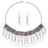 Bohemian Pearl Tassel Necklace & Earring Set in Ethnic Southeast Asian Style