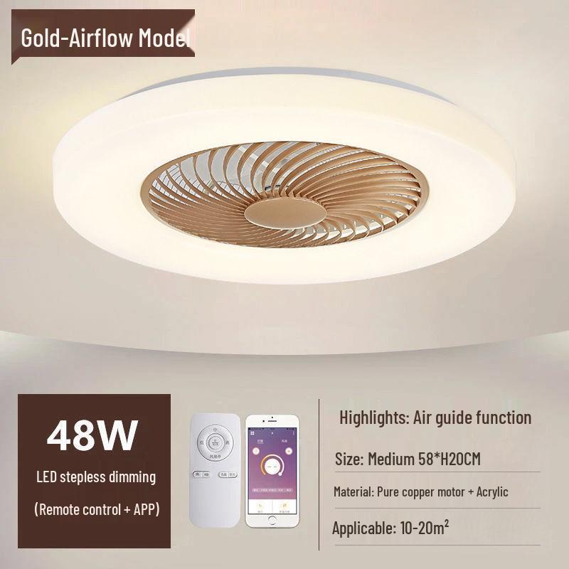 Ultra-thin Silent Ceiling Fan Light: Modern Invisible Chandelier for Bedroom, Living, and Dining Rooms
