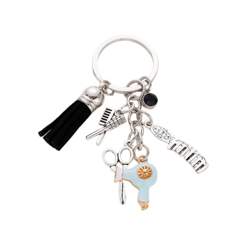 Cute Comb Scissors Hair Dryer Car Key Chain Barber Hairdressers Hair Stylist Keychain Pendant For Backpack Purse