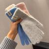 Women Rabbit Hair Gloves Cable Knit Touchscreen Finger Hole Winter Autumn Warm Wrist Length Classic Gloves Female Mitten