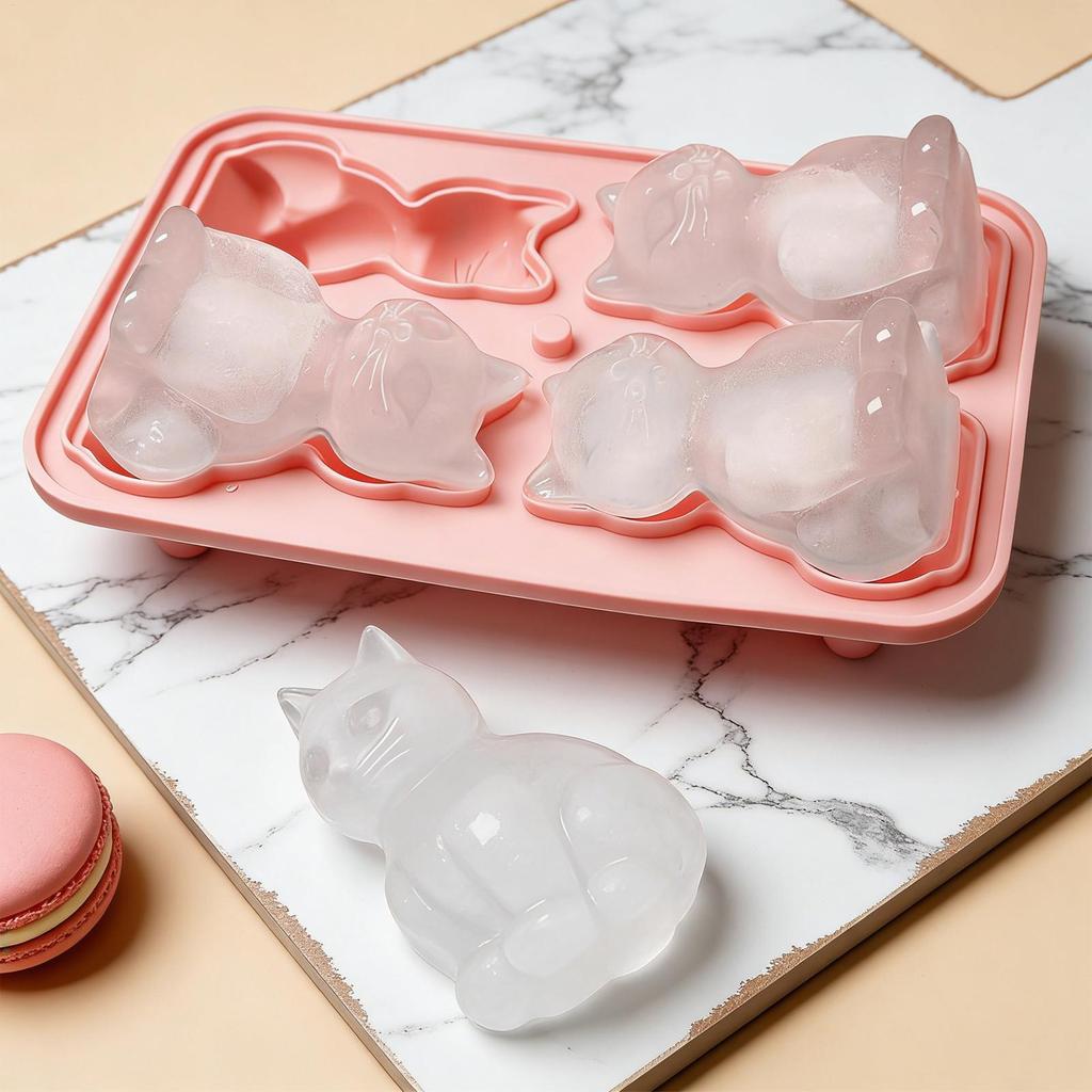 Silicone Ice Cubes 3D Cat Ice Block Mold Easy to Release Silicone Ice Hockey Device Household Kitchen Ice Making Molds ice Tray