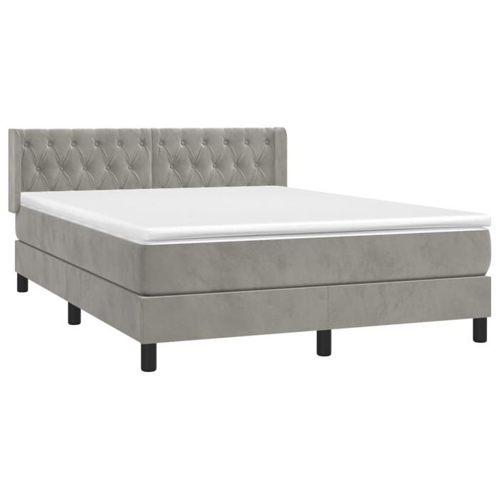 Maison Exclusive - Sommier à lattes de lit et matelas Gris clair 140x190cm Velours