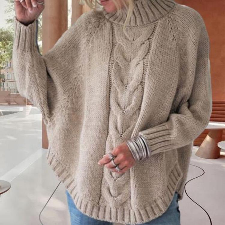 Pullover Women Thick Warm Dolman Turtleneck Loose Winter Knit Long Sleeve Cold Resistant Neck Protection Autumn Lady Sweater