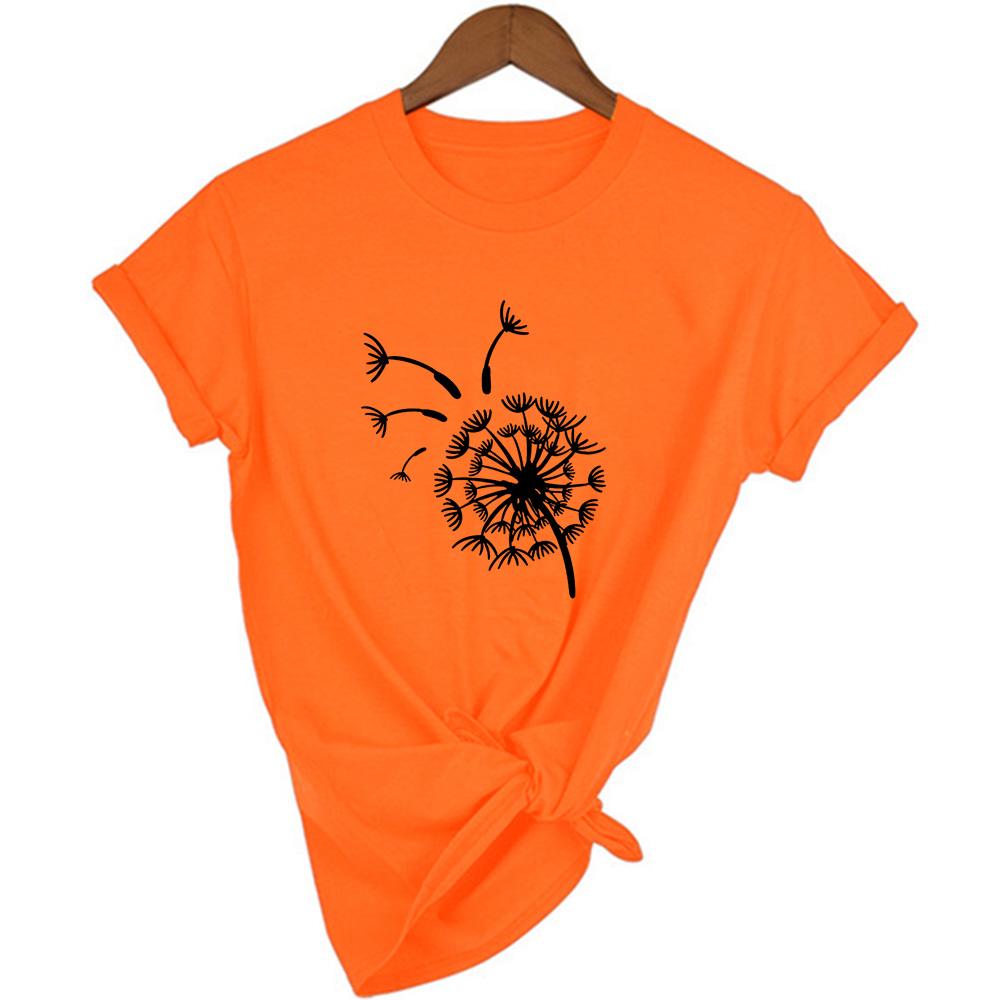 Women Summer Graphic T Shirt Female Short Sleeve T Shirt Flying Dandelion Print Vintage Aesthetic Tees
