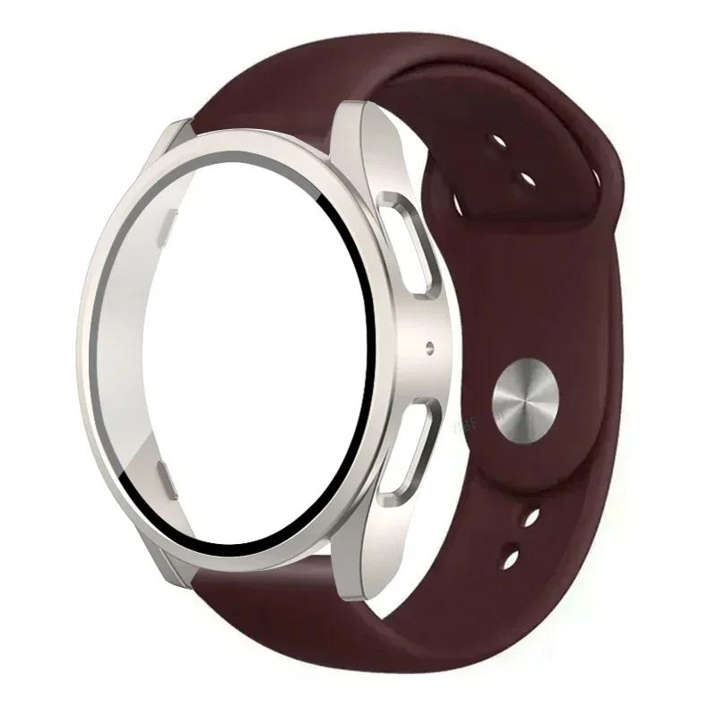 Case+Strap for Samsung Galaxy Watch 7 5 6 40mm 44mm Silicone Band 20mm Bracelet Tempered Glass Screen Film Case Protector Cover