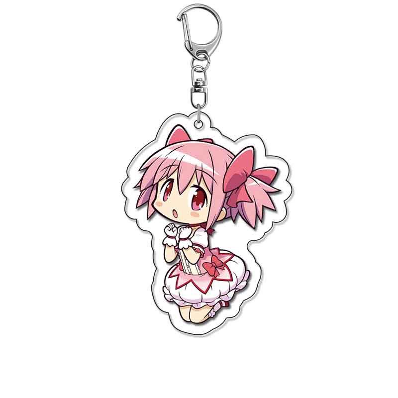 1pc Anime Puella Magi Madoka Magica Kaname Akemi Homura Cartoon Keychain Bag Tag ACG Decorative Baji Keyring