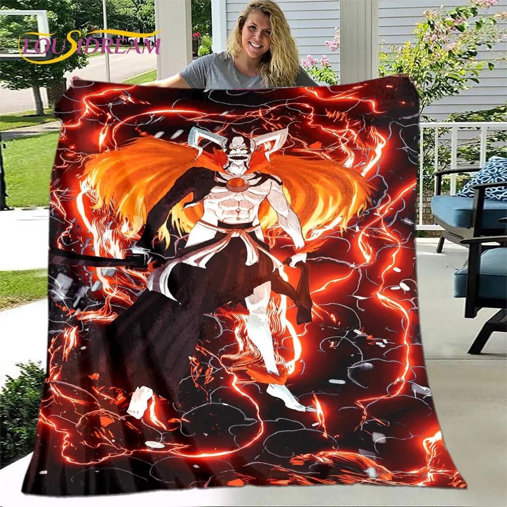 Bleach Japan Anime Cartoon Weiche Plüschdecke, Flanelldecke, Überwurf, Decke für Wohnzimmer, Schlafzimmer, Bett, Sofa, Picknick, Abdeckung für Kinder