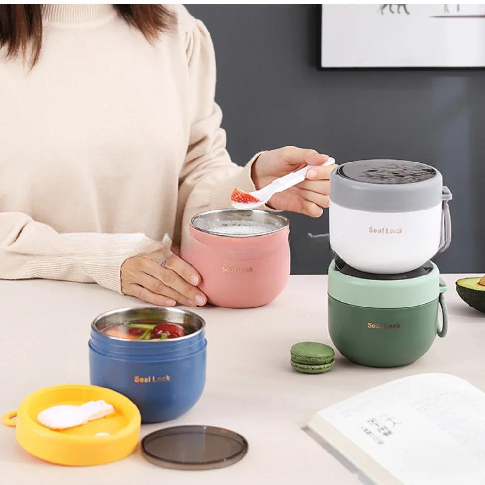 600ML Overnight Oat Container Insulated Oatmeal Cup Microwaveable Milk Cups Lid Spoon Leakproof Soup Breakfast Storage Container