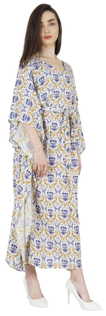 Moomaya Printed Sleep Loungewear For Women Kimono Sleeves Kaftan Resort Dress  Maternity