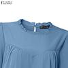 ZANZEA Women Muslim Casual Round Neck Solid Color Long Sleeve Loose Long Dress