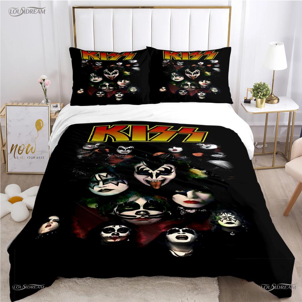 Kiss Band Rock Music All Season Duvet Cover Comforter Bedding Set Soft Quilt Cover And Pillowcases Teen Single/Double/Queen/King