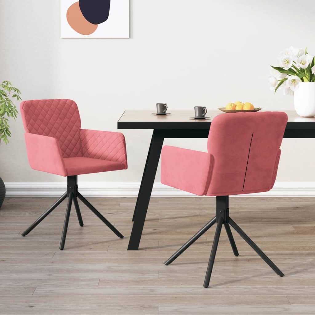 Dining Chairs 2 Pcs Swivel Pink Velvet