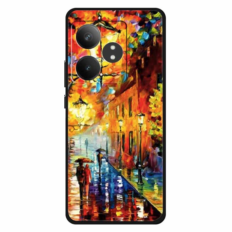 For Realme GT 6T Case Soft Feeling Silicone Luxury Phone Covers For Realme GT 6 GT6 Cases TPU Painted Marble Beautiful GT6t Wolf