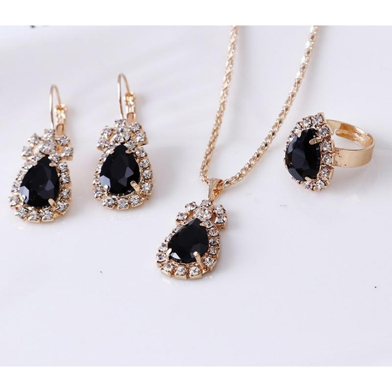 Personalized Drip Diamond Necklace Earrings Ring Watch Accessories Set Shiny Bride