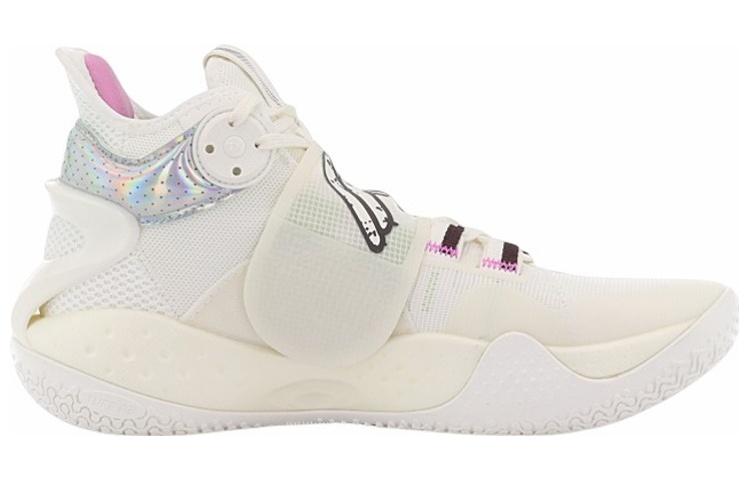 Li Ning SONIC 9 Cushioning Slip Resistant Abrasion Resistant Coverage Support Mid Top Basketball Shoes Men's White ABAR011-7