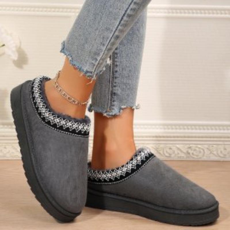 

Winter large size snow boots women s velvet warm thick soles without heel bag head half slippers cotton shoes 36