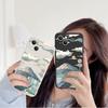 Oil painting under the moon train is suitable for iphone15promax Apple 17 mobile phone case 13 fine hole anti-drop 16 Japanese 11