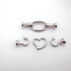 High Polish Stainless Steel Round Heart Double Clasp for Sweater Chain - Colorfast Pearl Connector