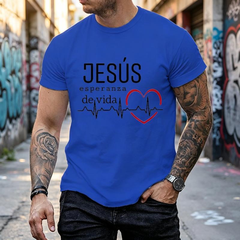 Jesus Esperanza Devida Spanish Unisex's Comfort T-Shirt Heartbeat Graphic Print Tee Unisex Fashion Casual Vintage Tee Tops