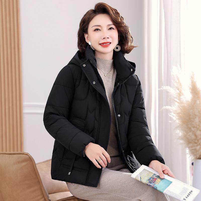 Women's New Down Cotton Coat, Middle-aged and Elderly Mother's Coat, Short Autumn and Winter Thickened Cotton Jacket
