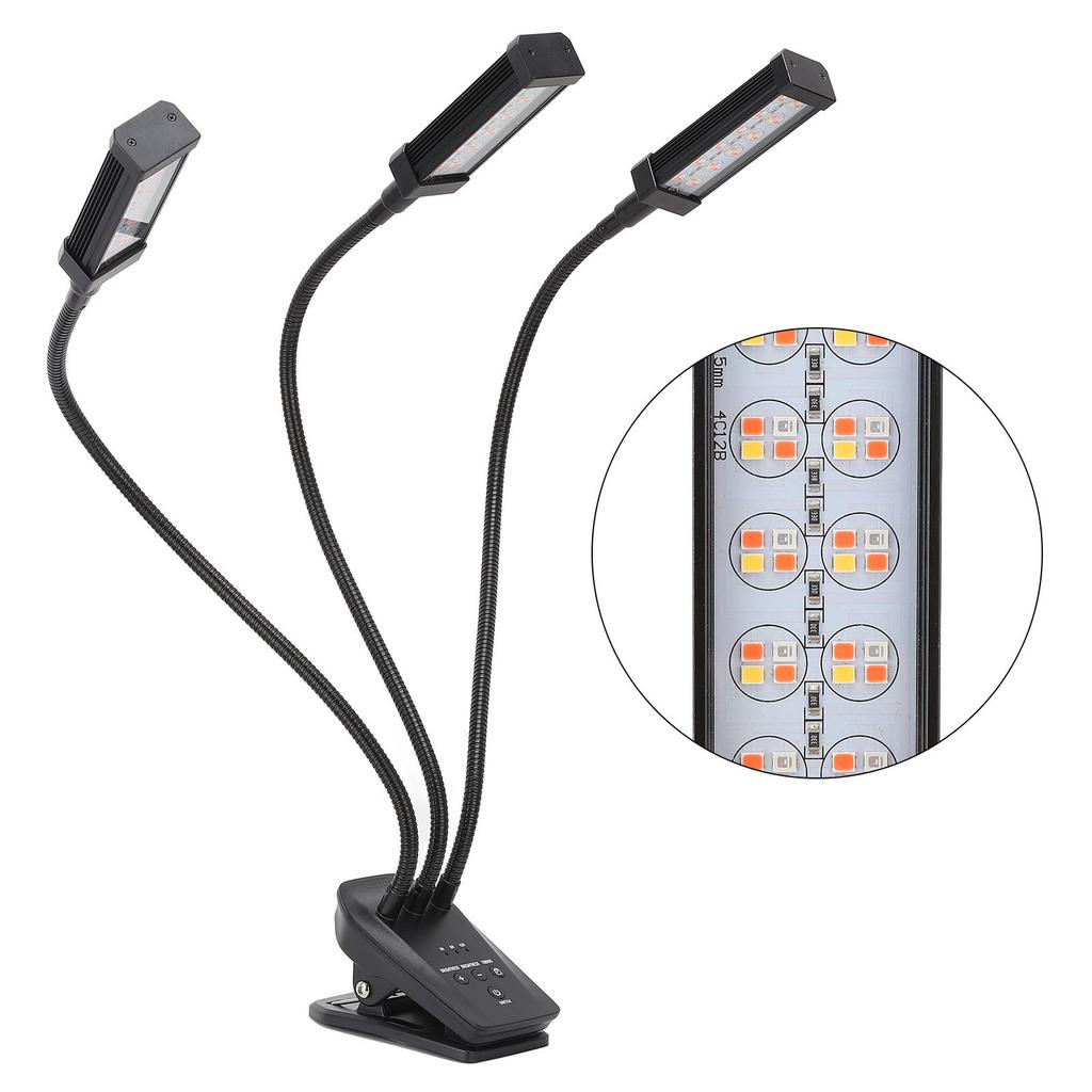 LED Pflanzenwachstumslicht 360 Grad Verstellbare Wachstumslampe 3 Köpfe Zeitschaltuhr Pflanzenlicht für Indoor Sukkulenten