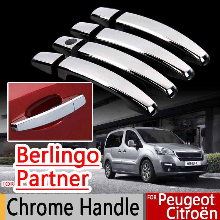 For Peugeot Partner Citroen Berlingo II 2008-2016 Chrome Handle Covers Trim Set of 4Pcs Accessories Stickers Car Styling Tepee